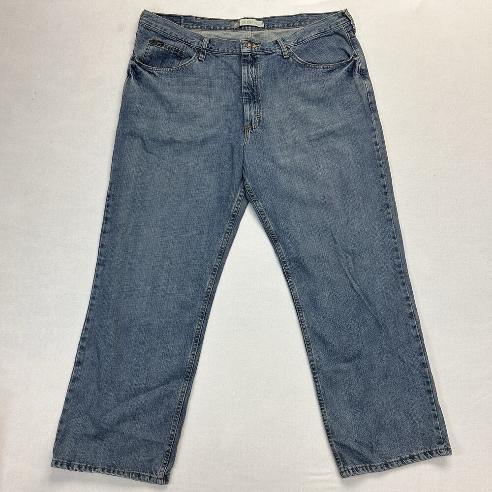Lee Premium Relaxed Fit Straight Leg Jeans Men's Size 42x30 Blue Denim Casual